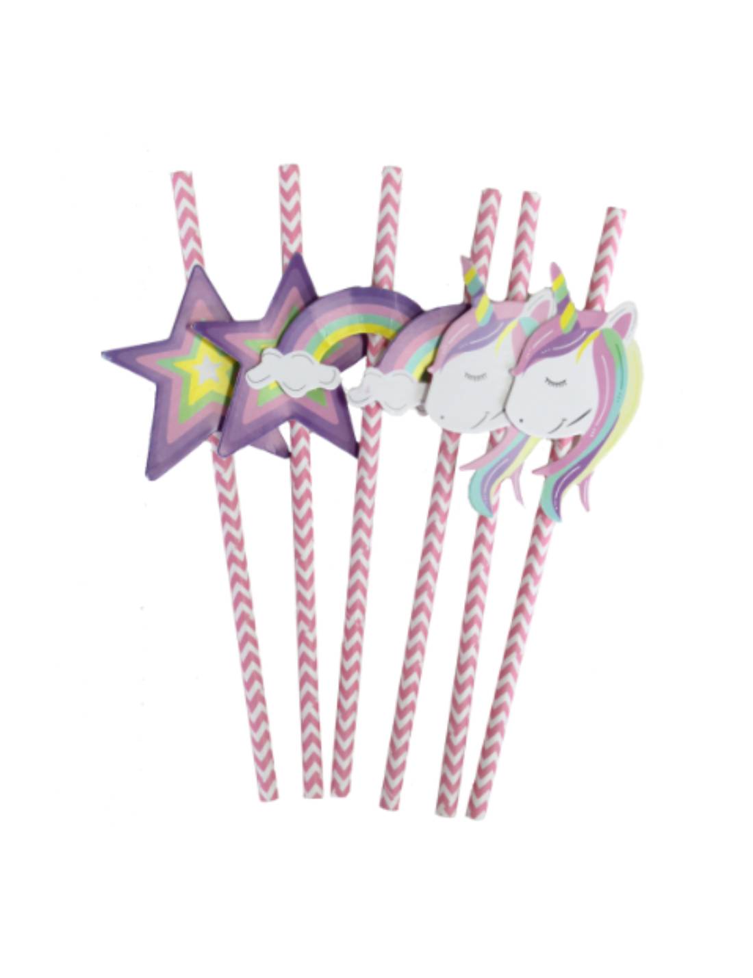 Cannucce Di Carta Unicorno 6pz