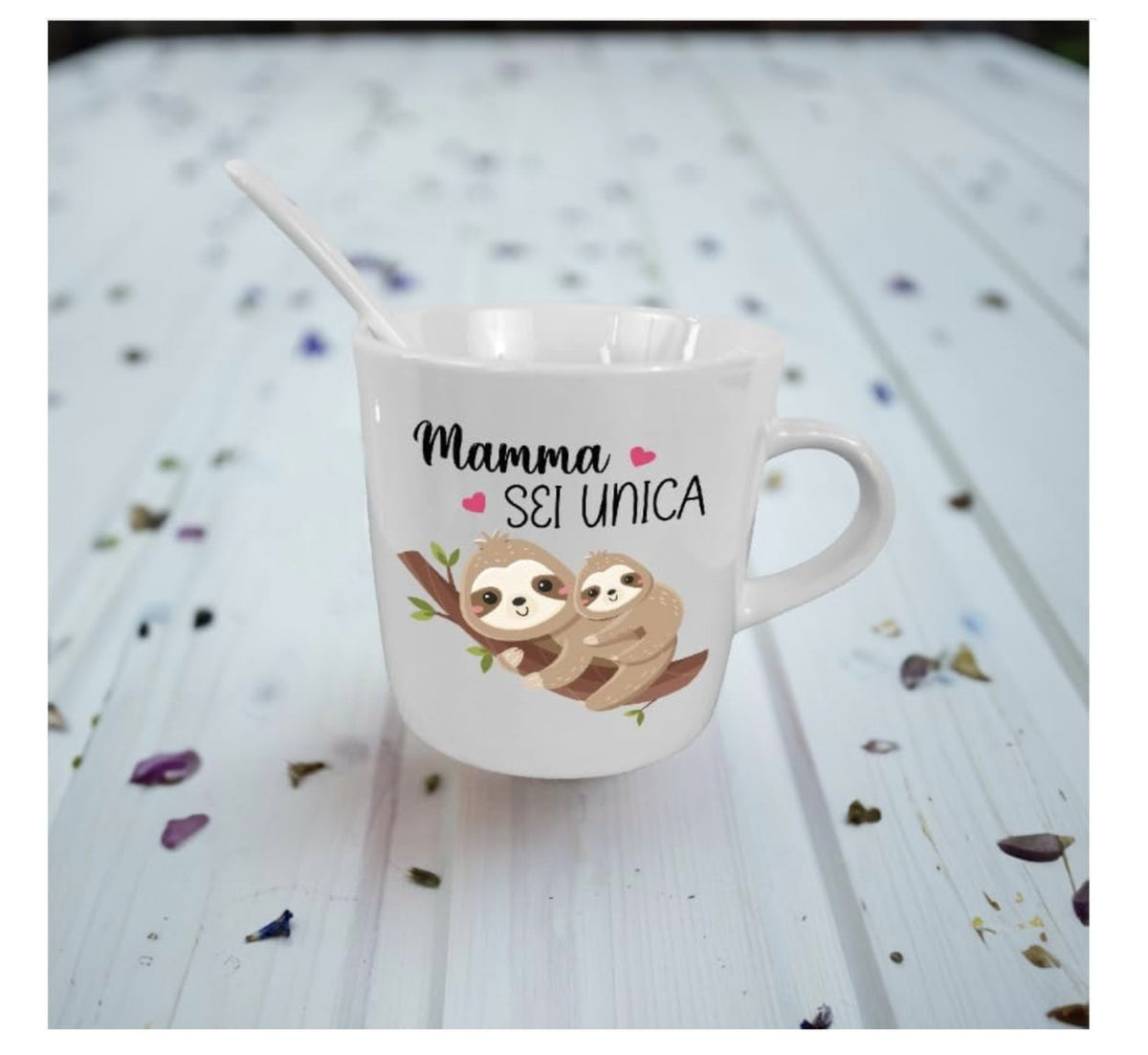 Tazzina Caffè In Ceramica Con Cucchiaino Animali Dedica Festa Della Mamma Assortita