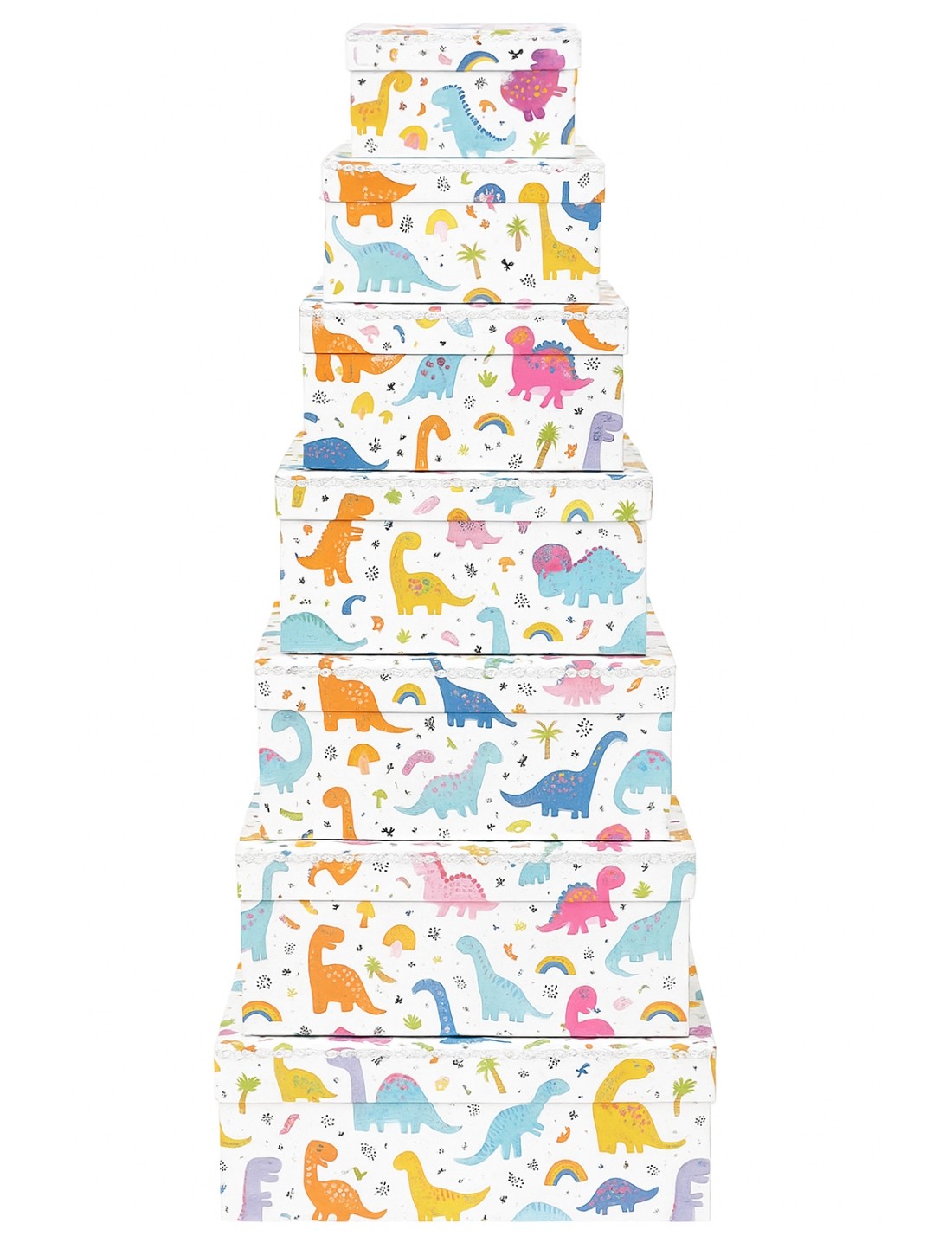 Scatola Box Regalo Rettangolare Dinosauri Colorati