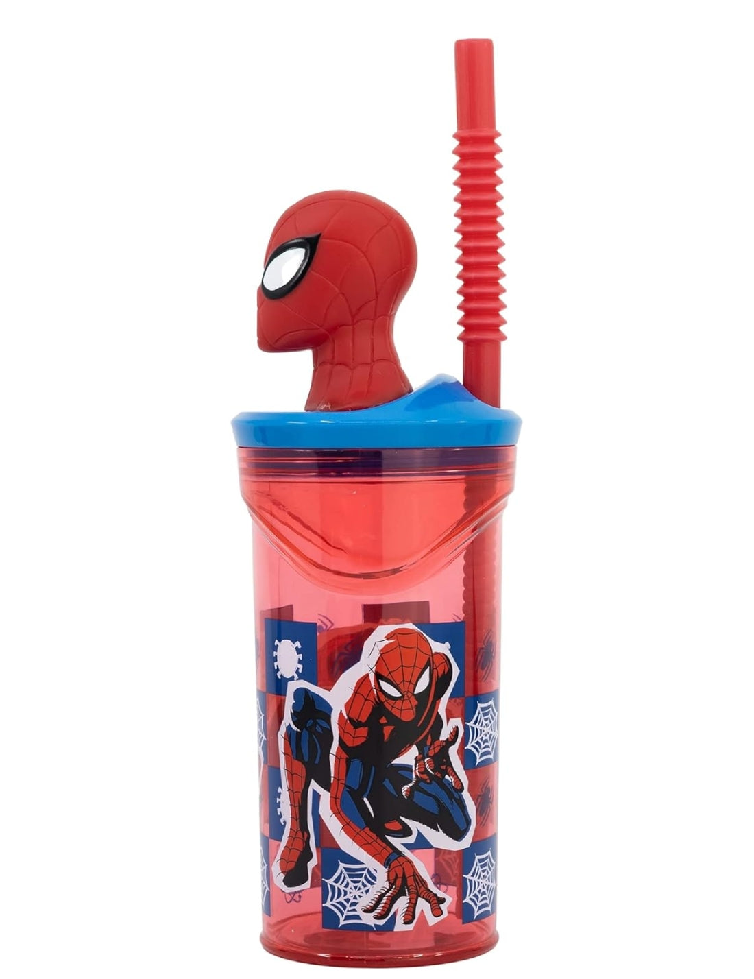 Bicchiere Con Cannuccia Marvel Spider-Man 3D In Tritan 360ml