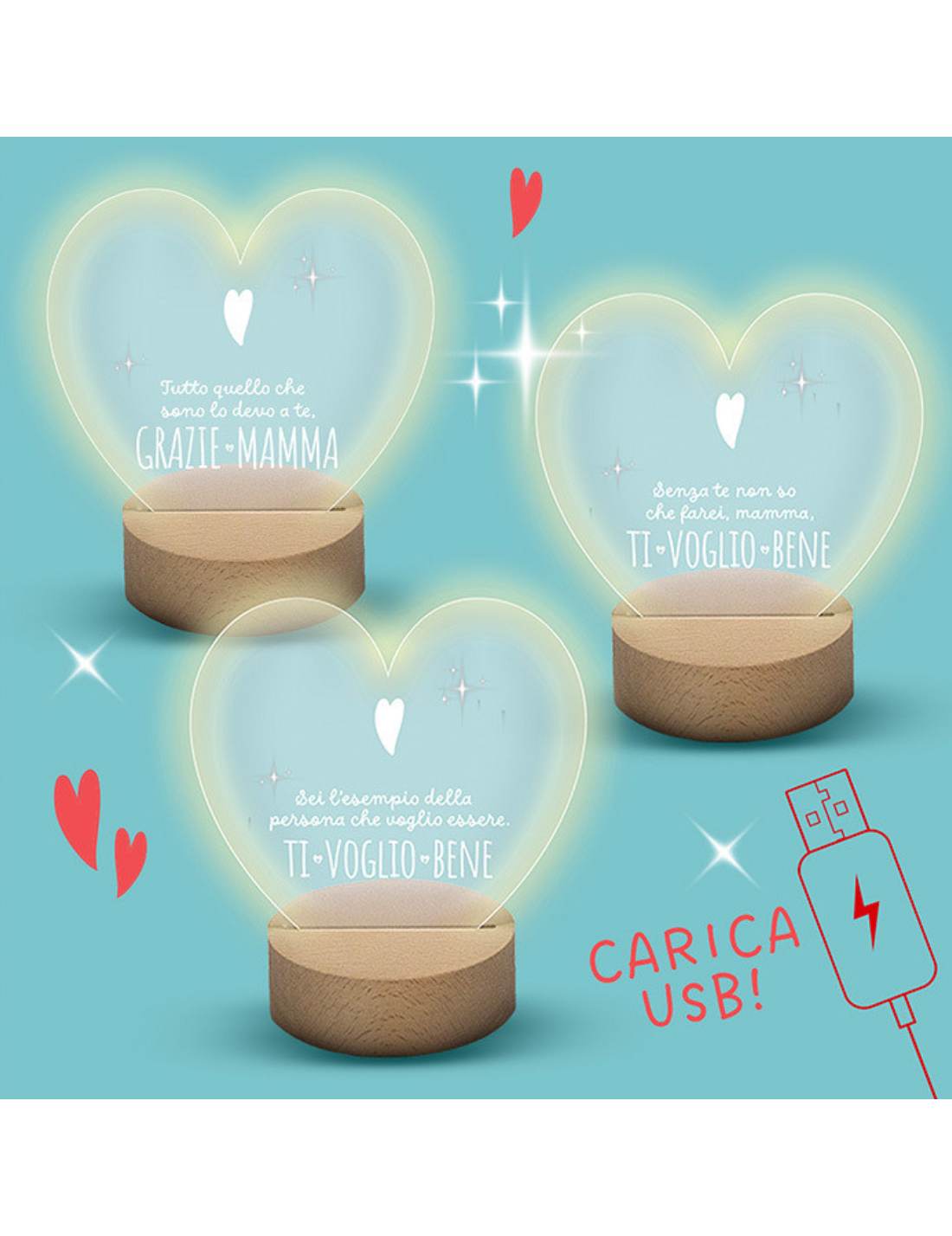 Lampada Plexy Festa Della Mamma Cuore 16cm