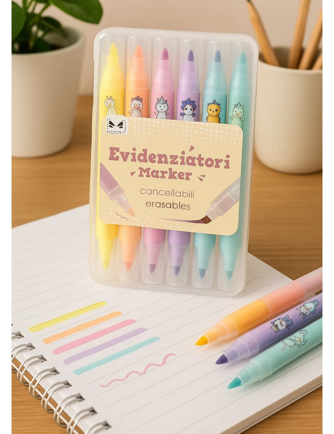 Set Di Evidenziatori Cancellabili 6 Colori