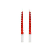 2 Candele Torciglione Rosso Base Bianca 25cm