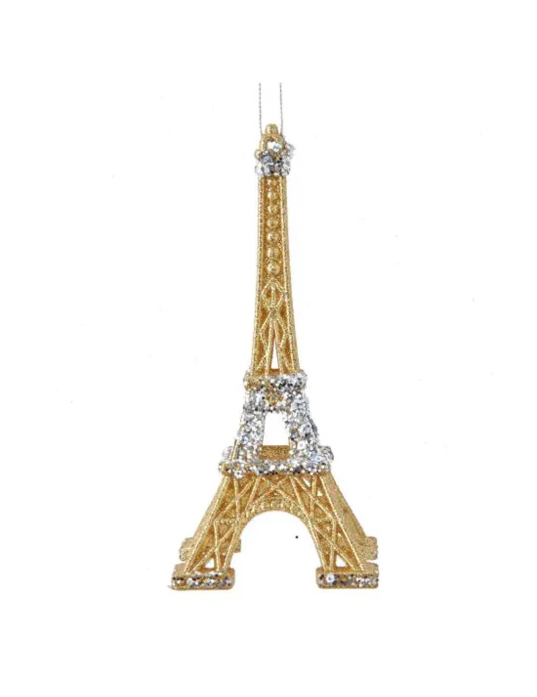 Addobbo Albero Di Natale Torre Eiffel Oro E Argento 16cm