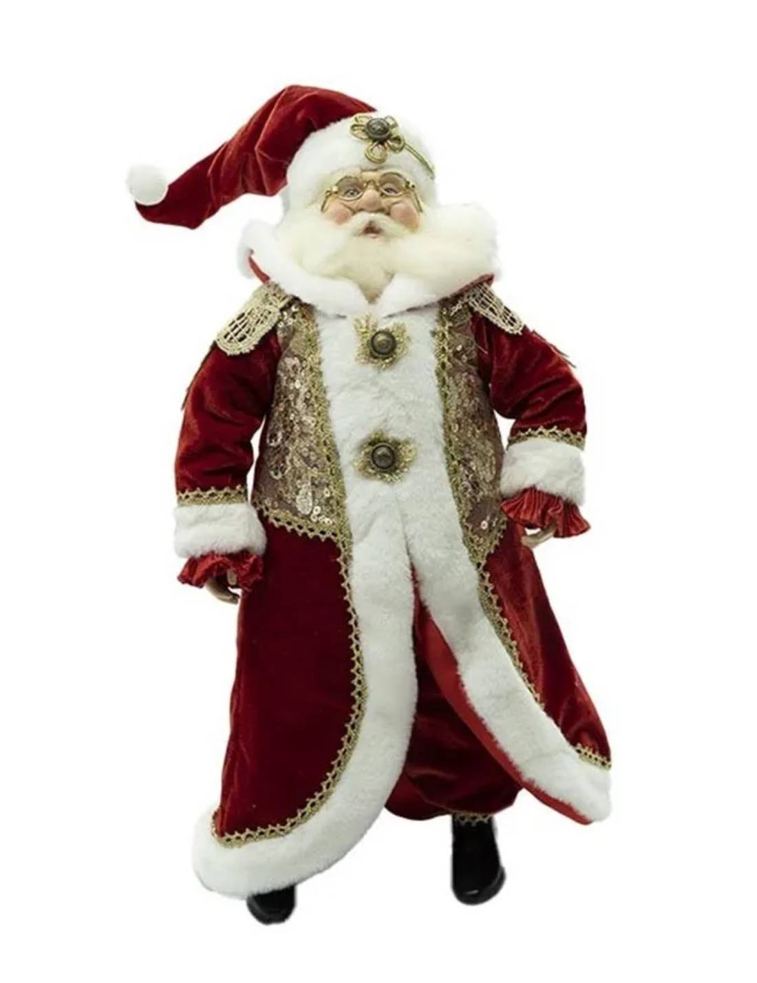 Addobbo Di Natale Babbo Natale Con Abito Elegante Rosso E Oro 54cm