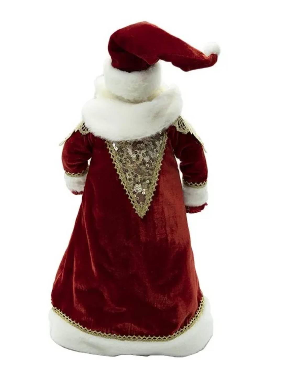 Addobbo Di Natale Babbo Natale Con Abito Elegante Rosso E Oro 54cm