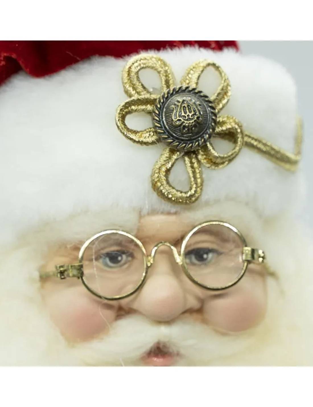 Addobbo Di Natale Babbo Natale Con Abito Elegante Rosso E Oro 54cm