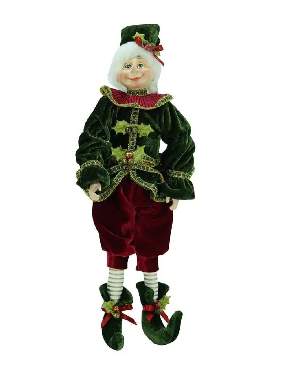 Addobbo Di Natale Elfo Rosso E Verde 39cm