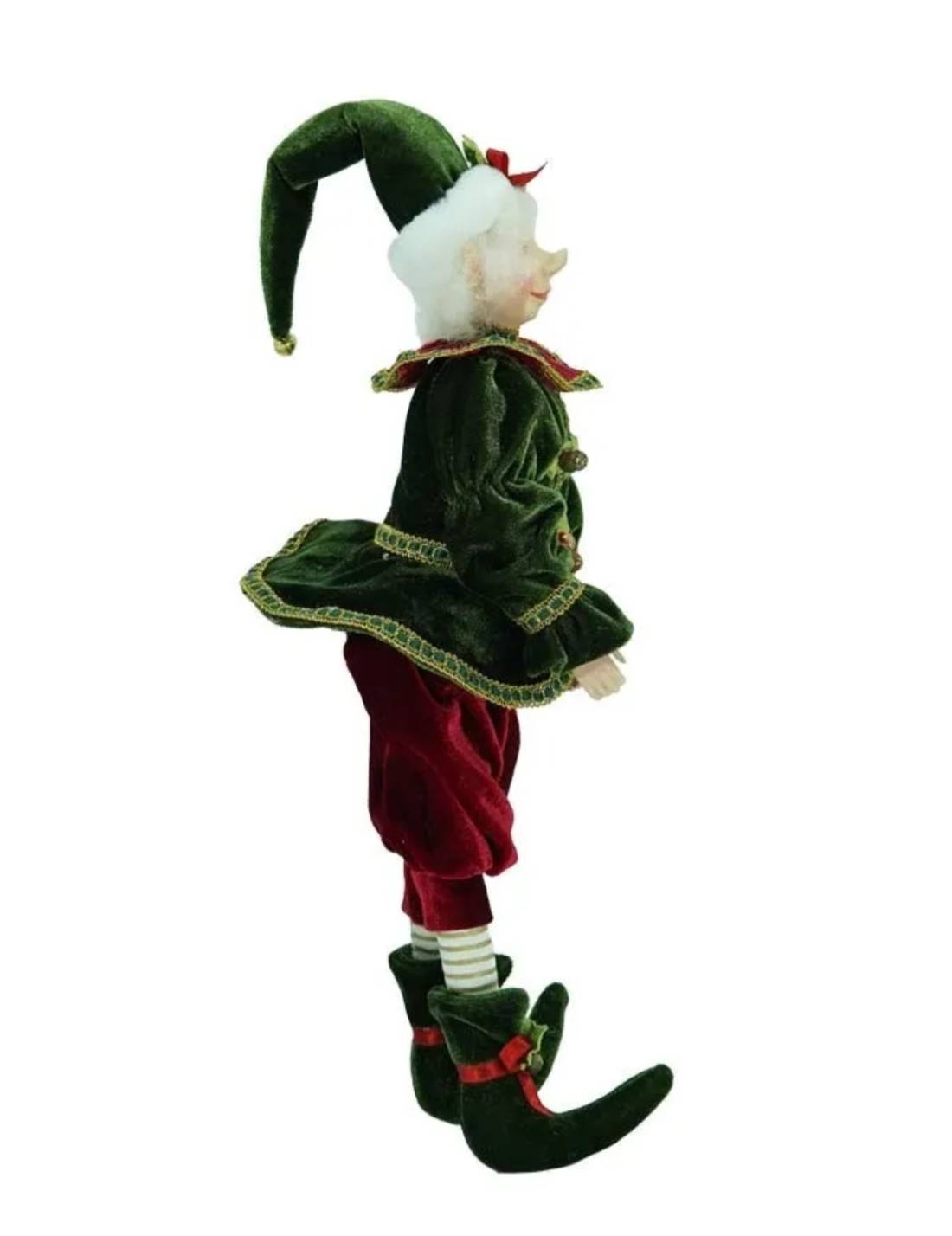 Addobbo Di Natale Elfo Rosso E Verde 39cm