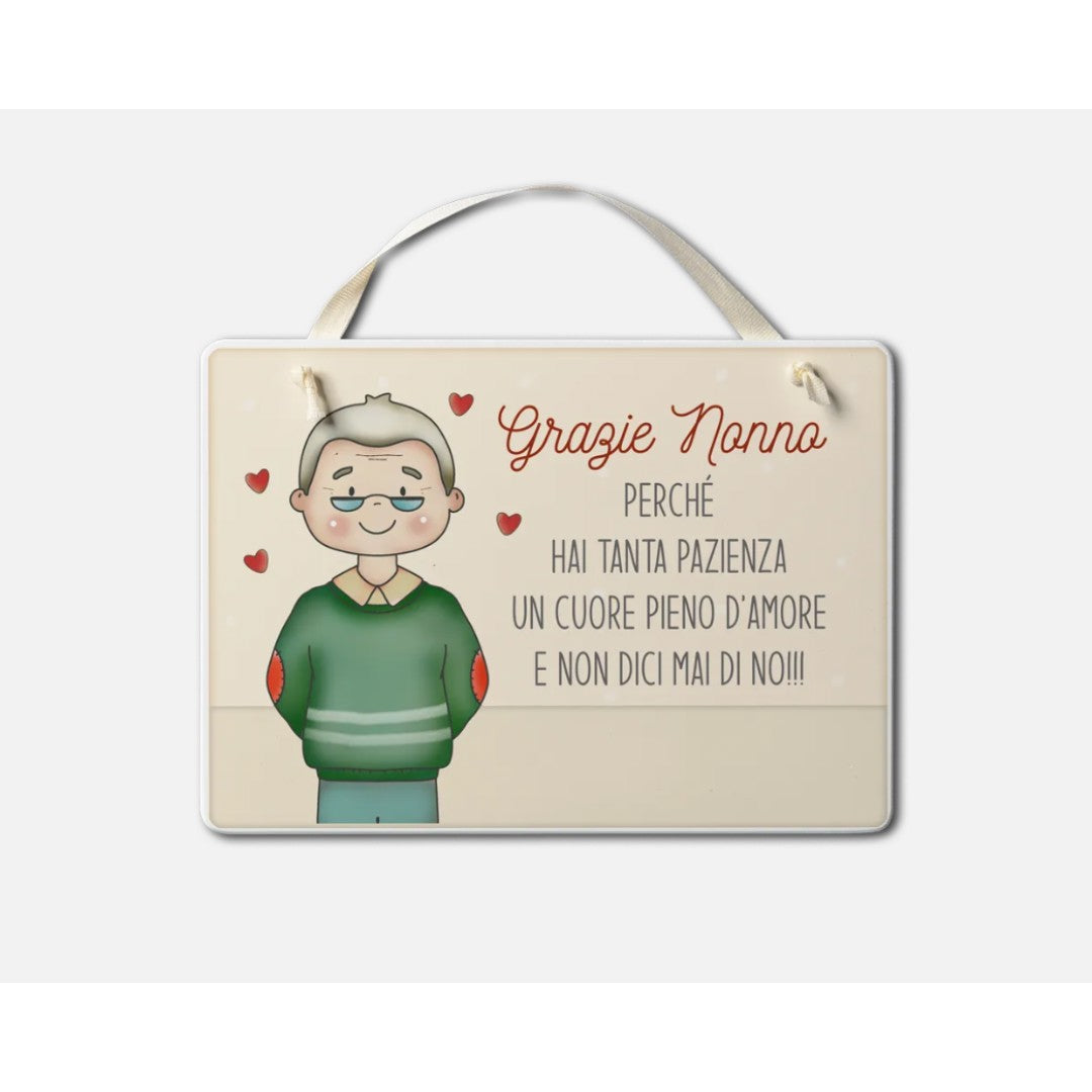 Targa Legno Festa Dei Nonni Con Dedica Grazie Nonno