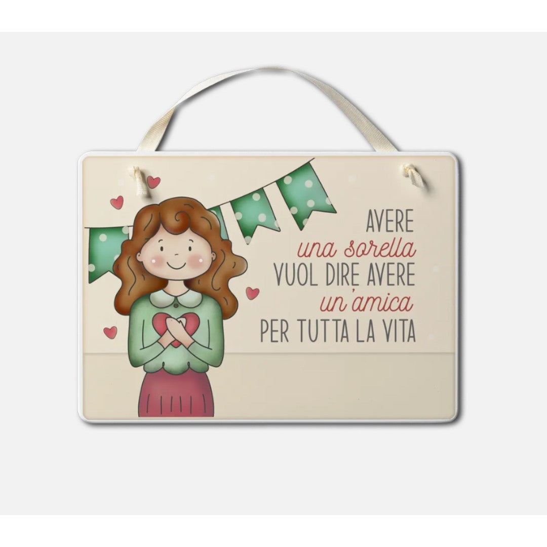 Targa Rettangolare Con Dedica Sorella Amica