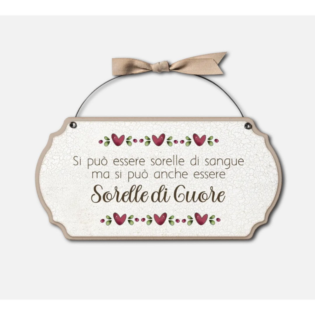 Targa Rettangolare Con Dedica Sorelle Di Cuore