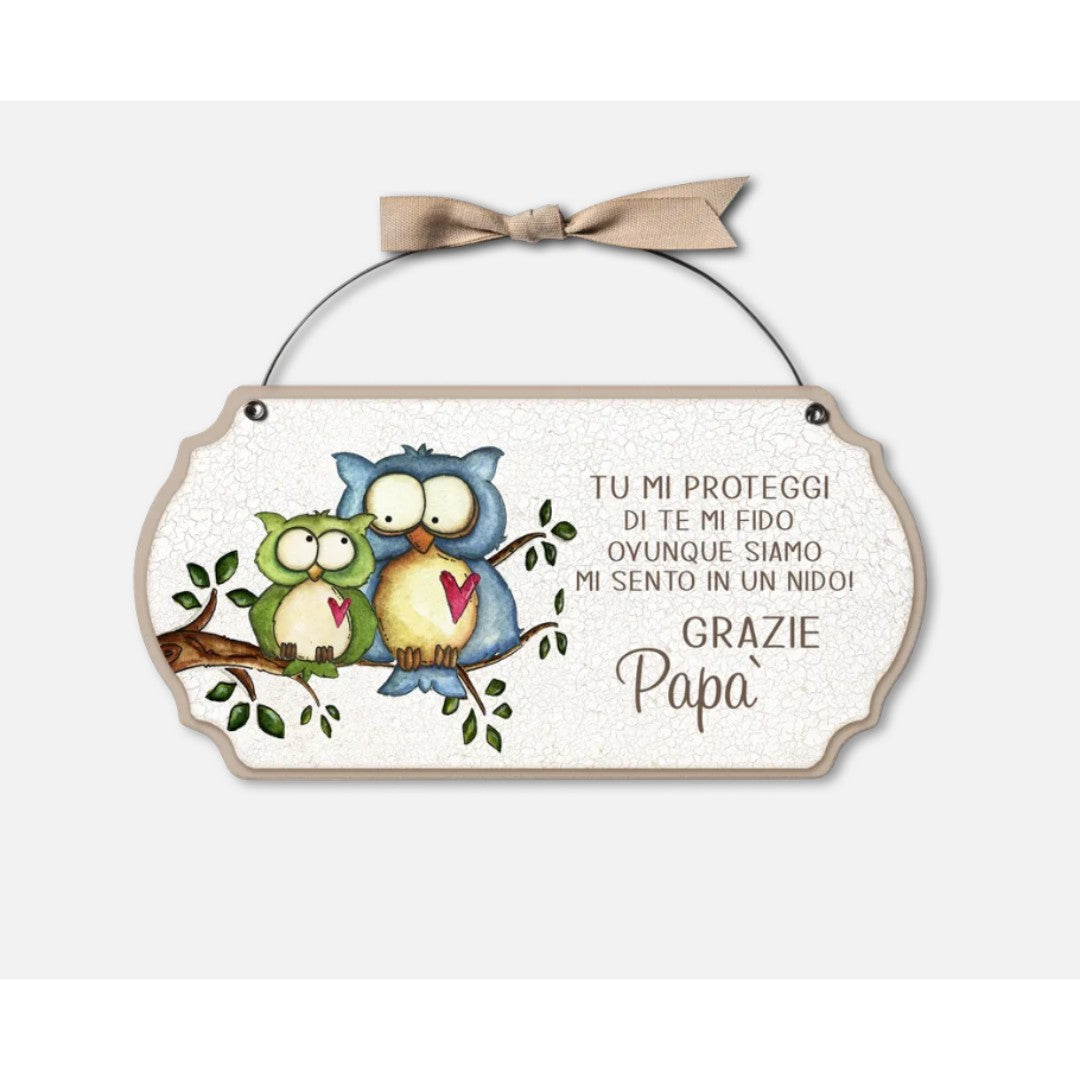 Targa Festa Del Papà Gufi Con Dedica