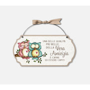 Targa Rettangolare Gufi Con Dedica Vera Amicizia