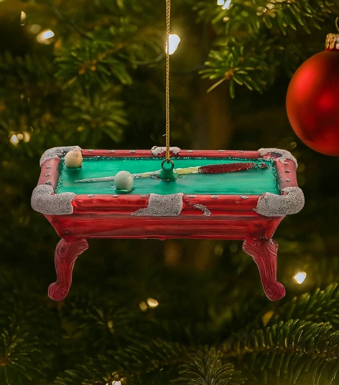 Addobbo Albero Di Natale In Vetro Tavolo Da Biliardo 11cm