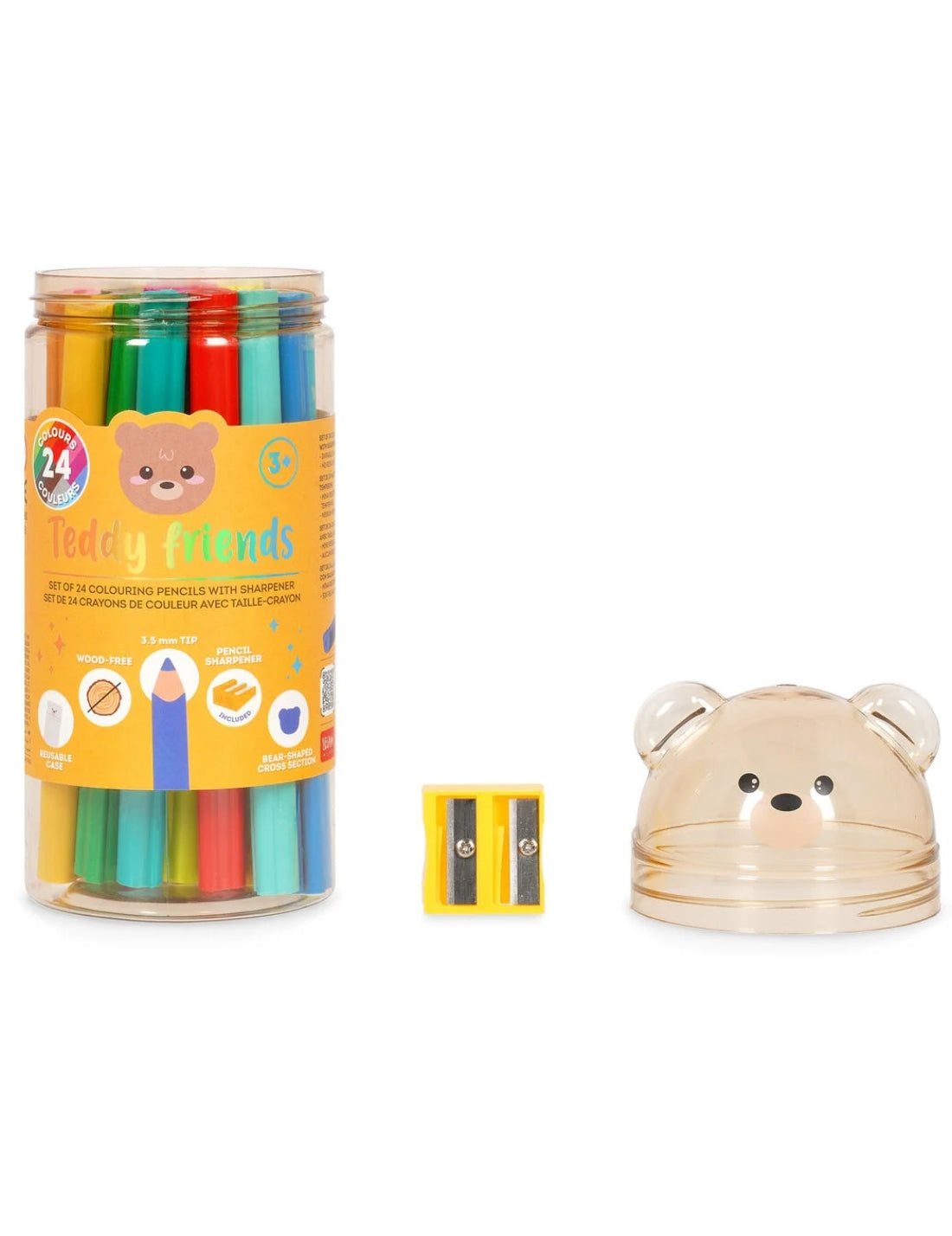 Matite Colorate Con Temperino Teddy Friends 24pz