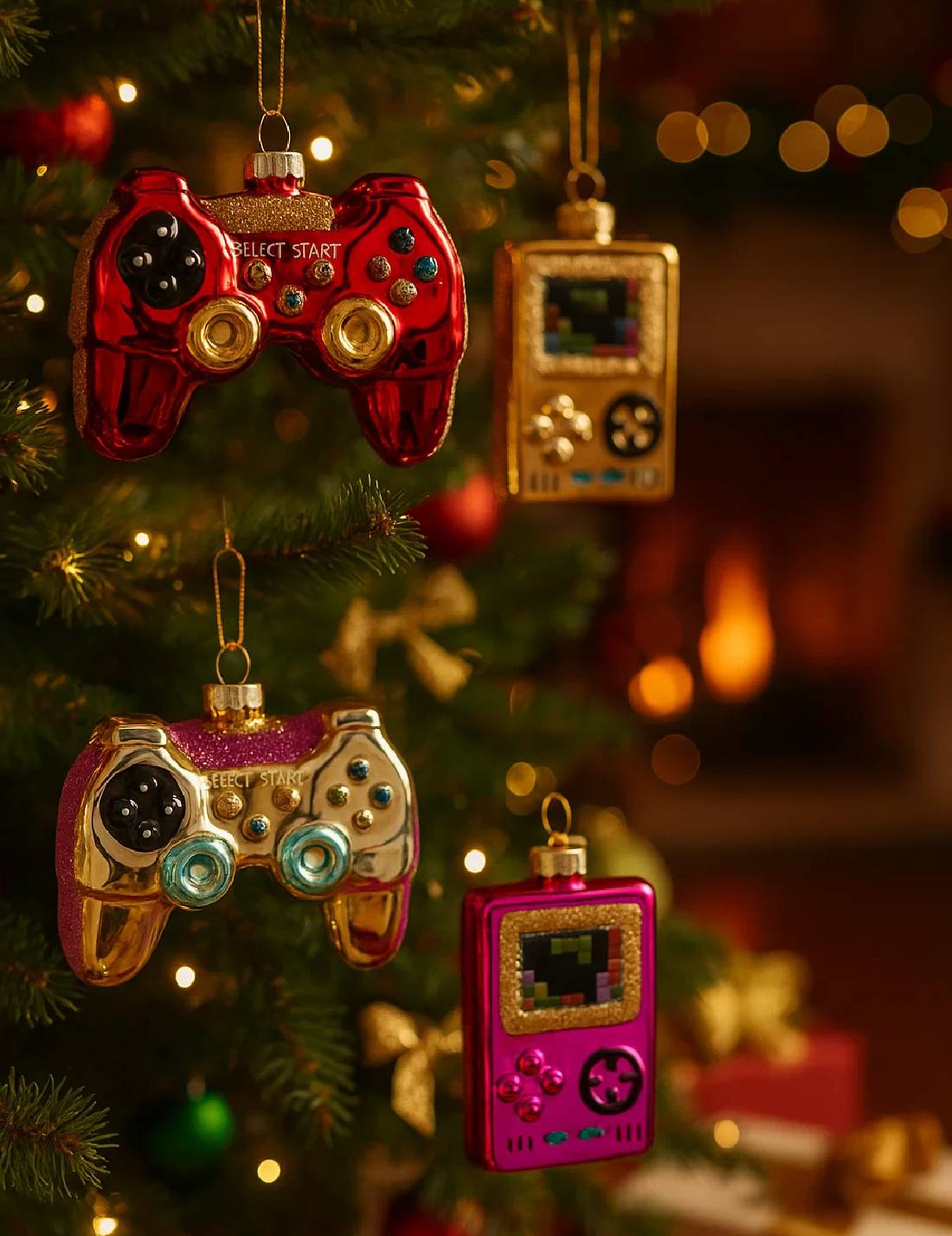 Addobbo Di Natale Joystick Gameboy Glitter 11cm