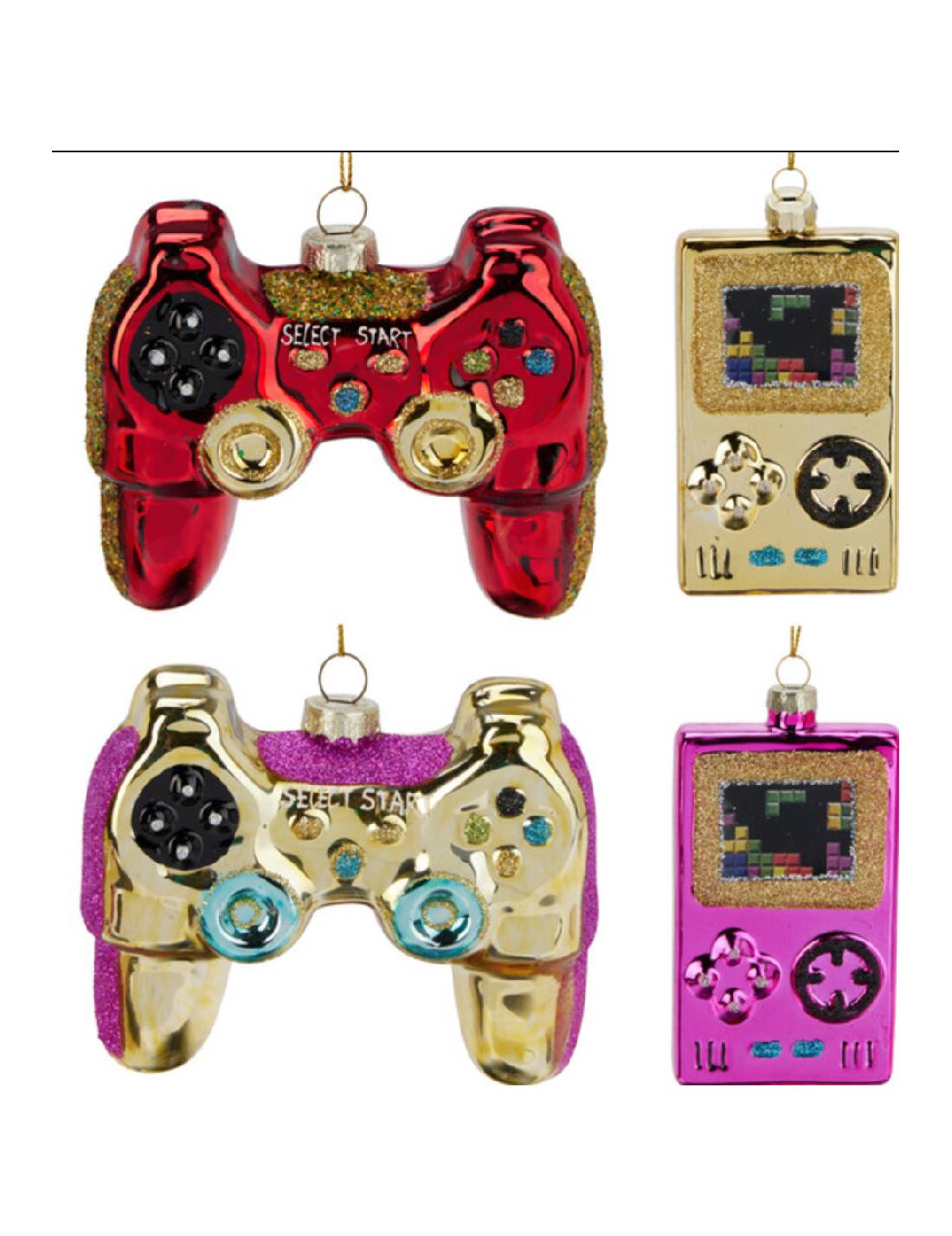 Addobbo Di Natale Joystick Gameboy Glitter 11cm
