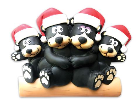 Addobbo Albero Di Natale 4 Orsi Con Cappello Personalizzabile