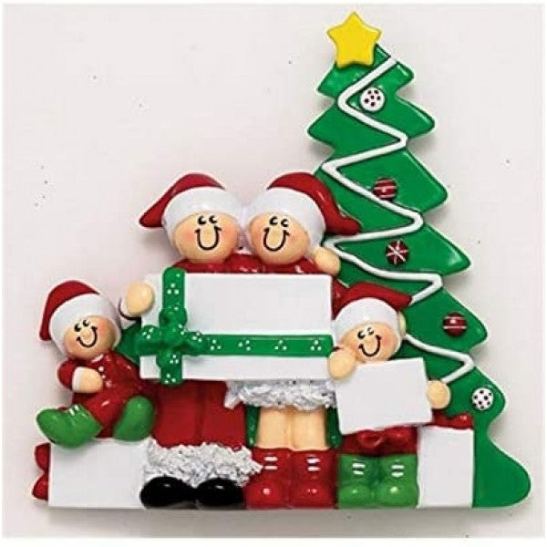 Addobbo Albero Di Natale Famiglia 4 Sotto L'Albero 10cm
