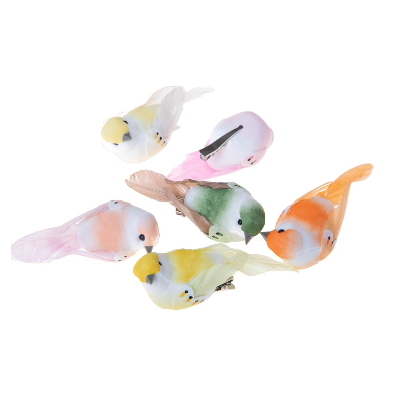 Uccellino Decorativo Passero Colorato Con Clip 9cm