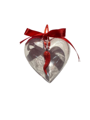 Cuore In Plastica Con Corno In Ceramica E Fiocco