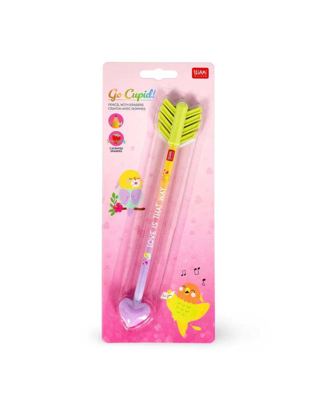 Matita Con 2 Gomme Profumate Love Birds Legami