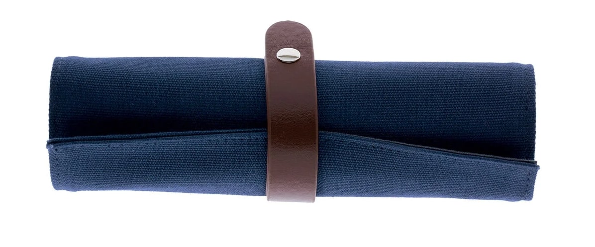Astuccio Portapenne Rotolo Roll Up In Cotone Canvas Colore Blu 20,5cm
