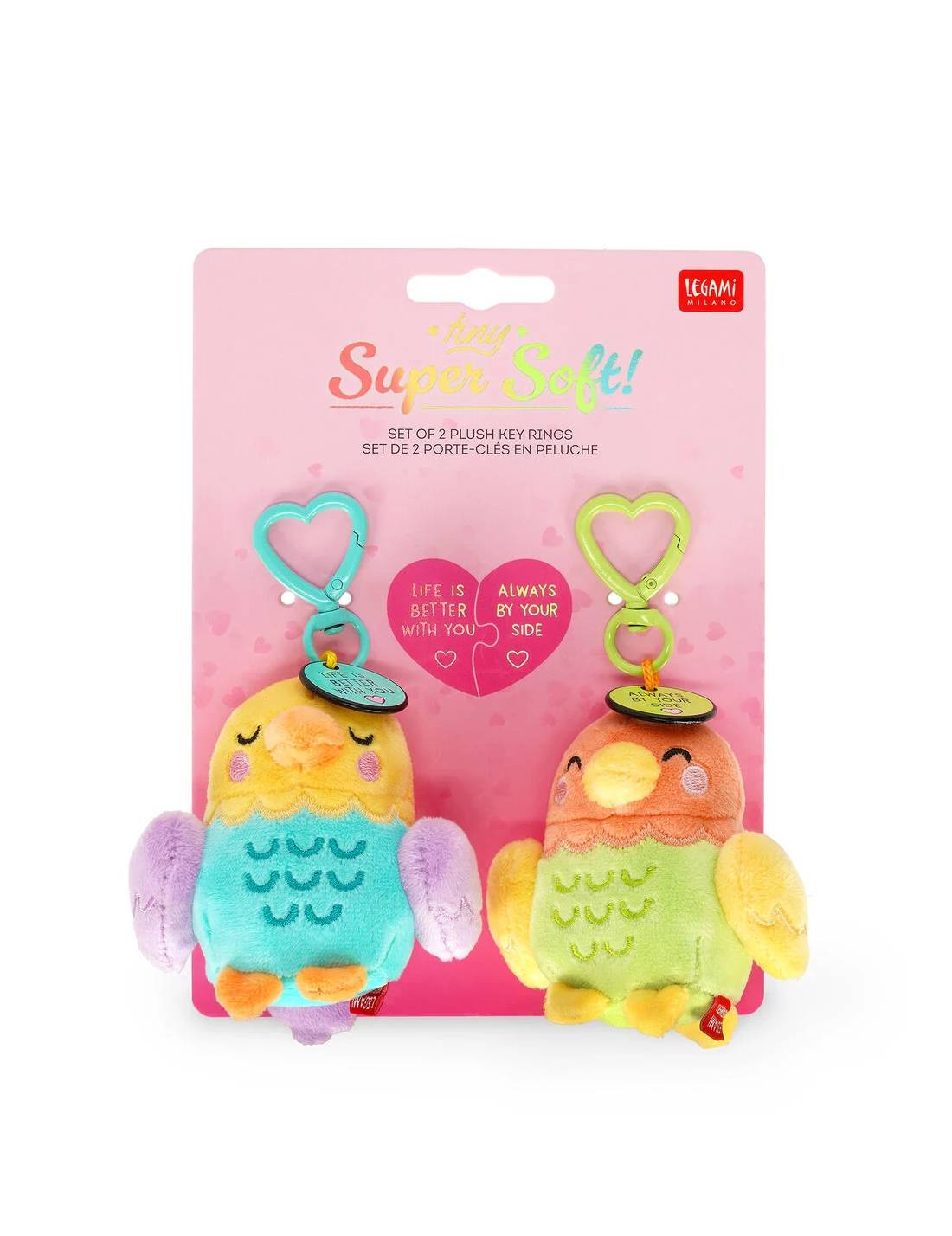 Set 2 Portachiavi In Peluche Love Birds Super Soft Legami Tiny
