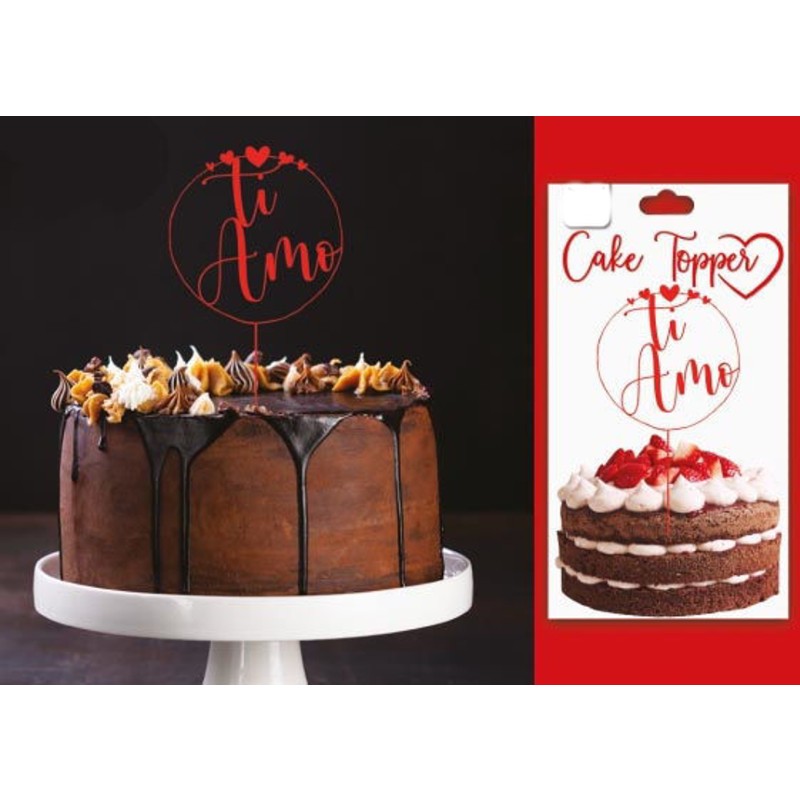 Topper Torta In Plastica Ti Amo San Valentino
