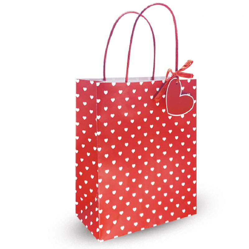 Busta Sacchetto Rossa Con Cuori 26x32x12cm