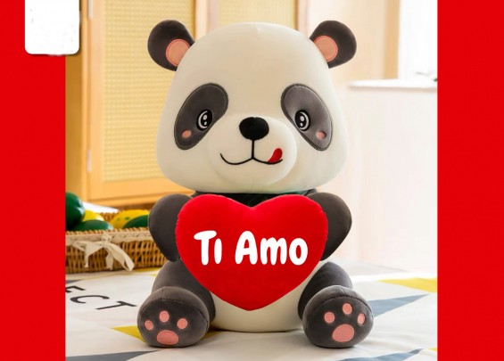 Peluche Orso Teddy Panda Con Cuore "Ti Amo" 55cm