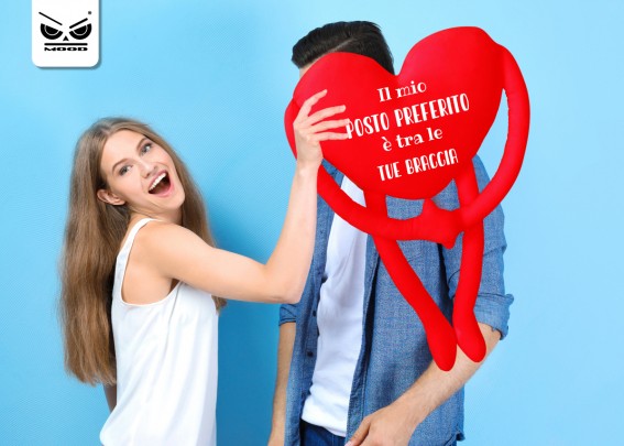 Peluche Cuore Abbraccio San Valentino 45cm