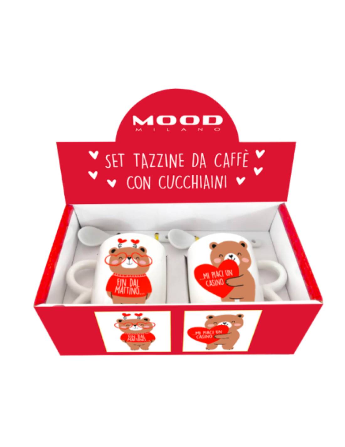 Tazzine Da Caffè San Valentino Con Cucchiaino 2pz