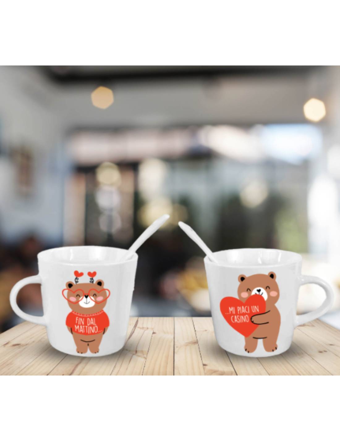 Tazzine Da Caffè San Valentino Con Cucchiaino 2pz