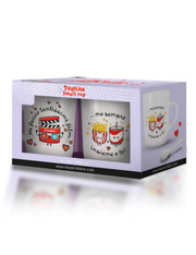Set 2 Tazzine Da Caffè Dedica San Valentino Cinema Con Cucchiaino