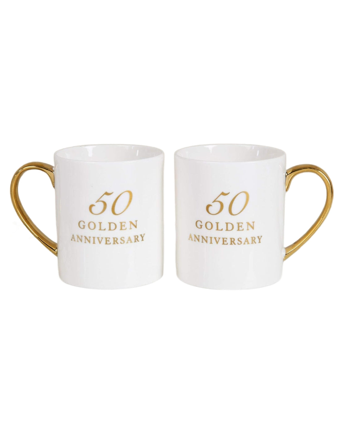 Set 2 Tazzine In Ceramica Nozze D'oro 50 Anni Anniversario