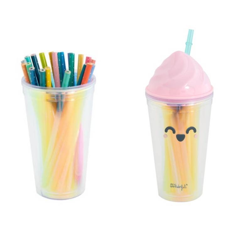 Set 24 Pastelli con Contenitore Milkshake