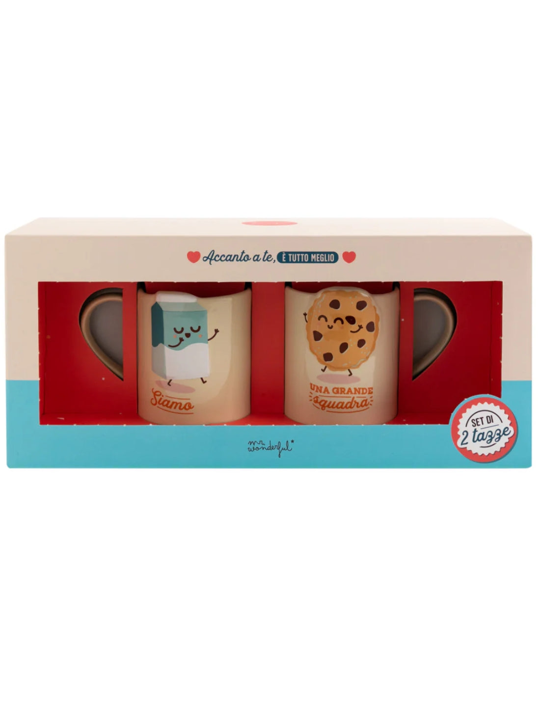 Set 2 Tazze In Ceramica Latte E Biscotto