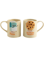 Set 2 Tazze In Ceramica Latte E Biscotto