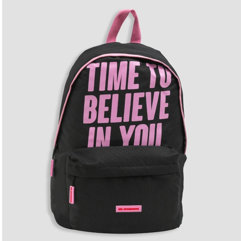 Zaino Ovale Basic Nero E Rosa Time To Believe In You
