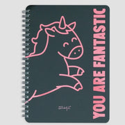 Quaderno A5 Spiralato Quadretti 5mm Nero Unicorno You Are Fantastic