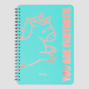 Quaderno A4 Spiralato Quadretti 5mm Azzurro Unicorno You Are Fantastic