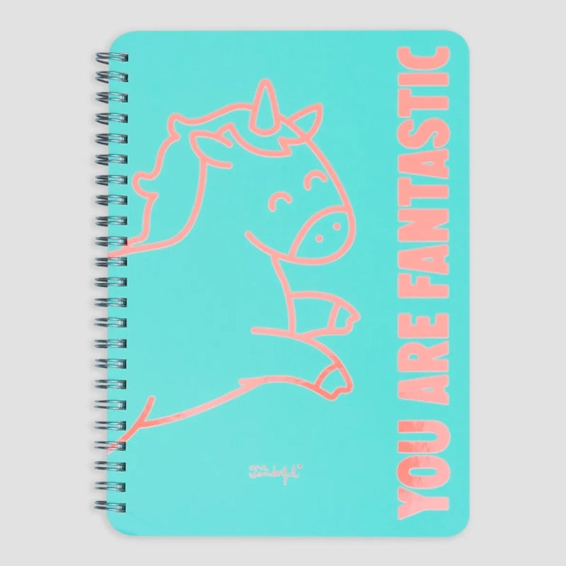 Quaderno A4 Spiralato Quadretti 5mm Azzurro Unicorno You Are Fantastic
