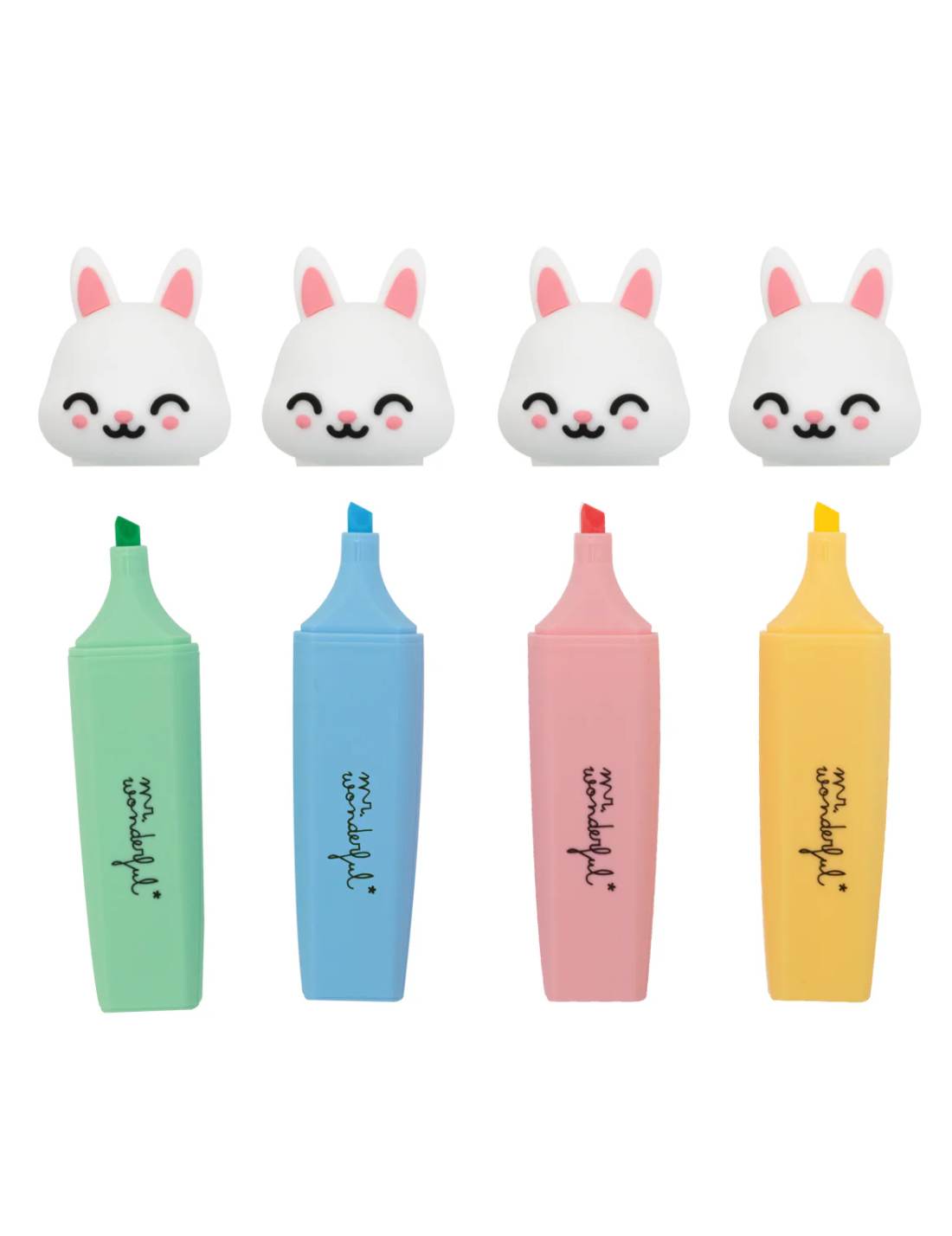 Set Di 4 Evidenziatori Colorati Coniglio Mr Wonderful