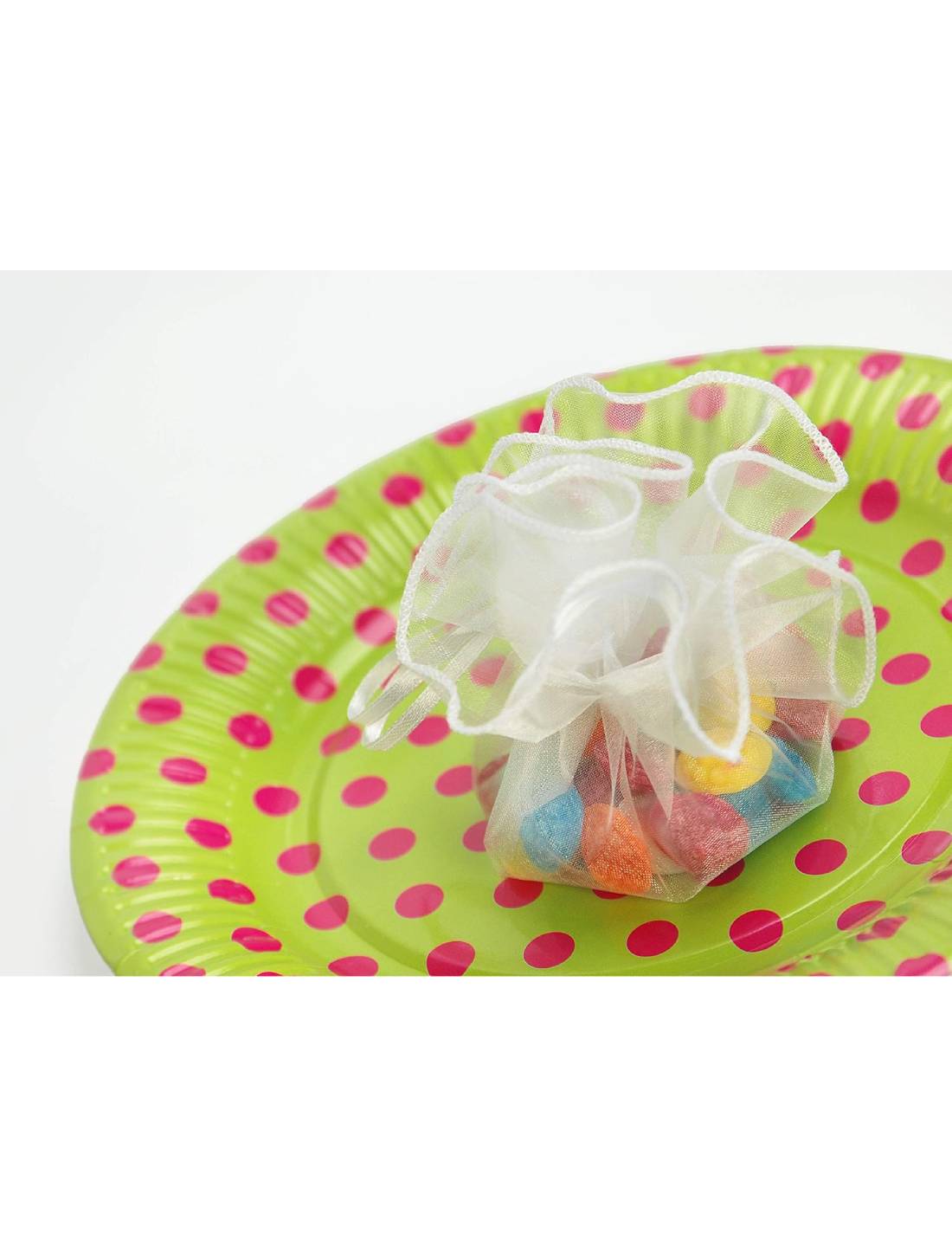 Sacchetto In Organza Bianco Per Bomboniere 10pz