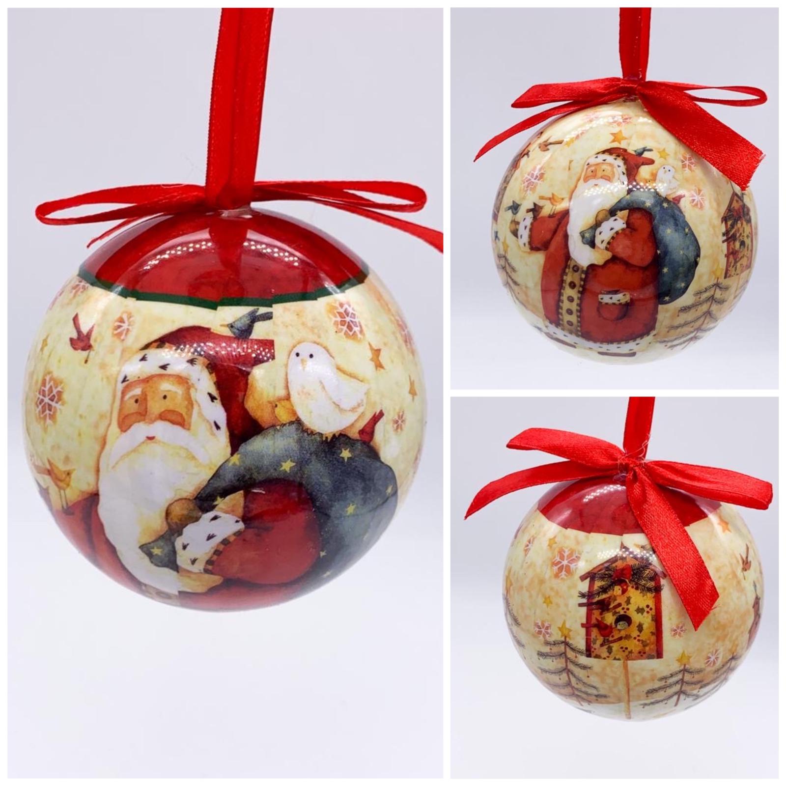 Palline Albero Di Natale In Plastica Beige Figure Di Babbo Natale 8CM