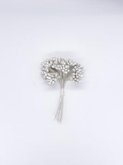 Addobbo Albero Di Natale Ramo Artificial Bianco Con Pigne E Bacche 14CM