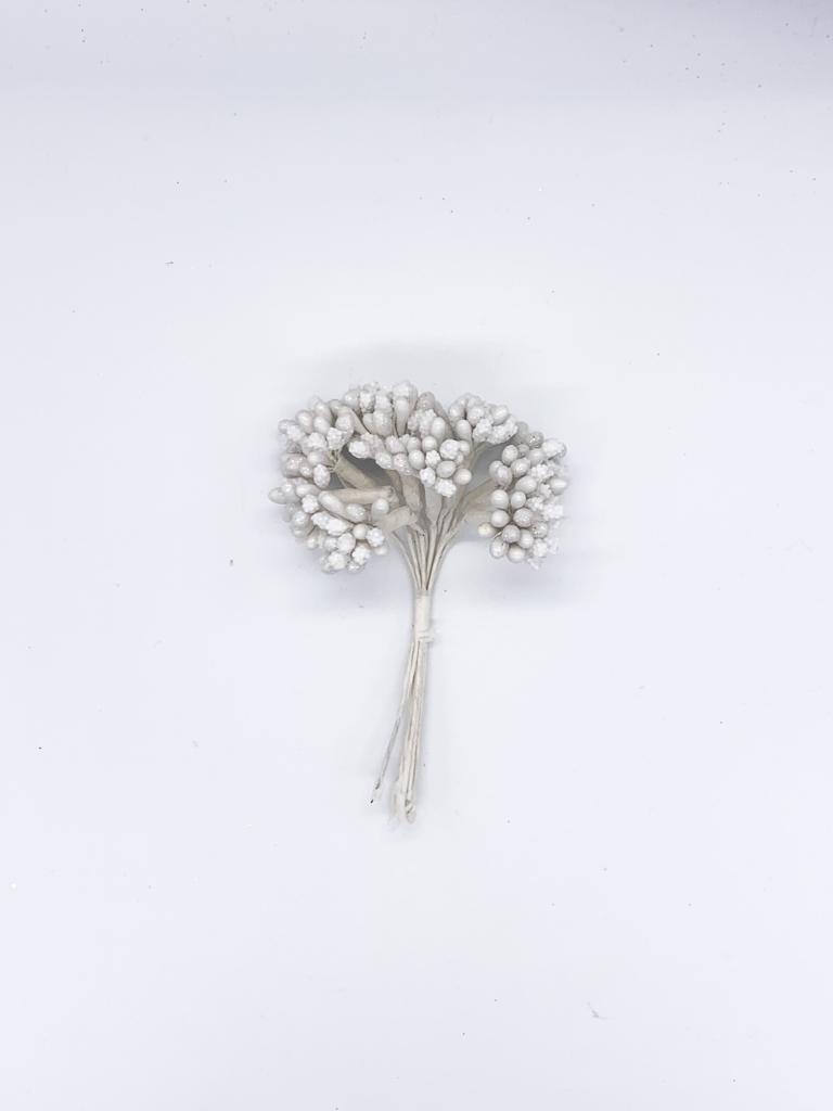 Addobbo Albero Di Natale Ramo Artificial Bianco Con Pigne E Bacche 14CM