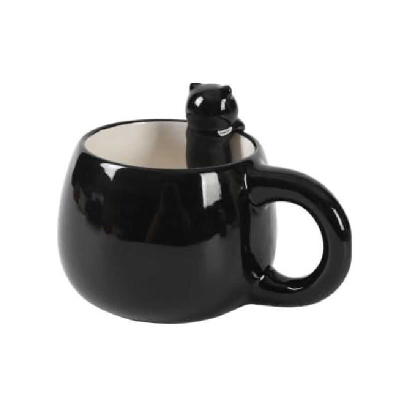 Tazza In Ceramica Gattino nero Con Charm Cat 3D